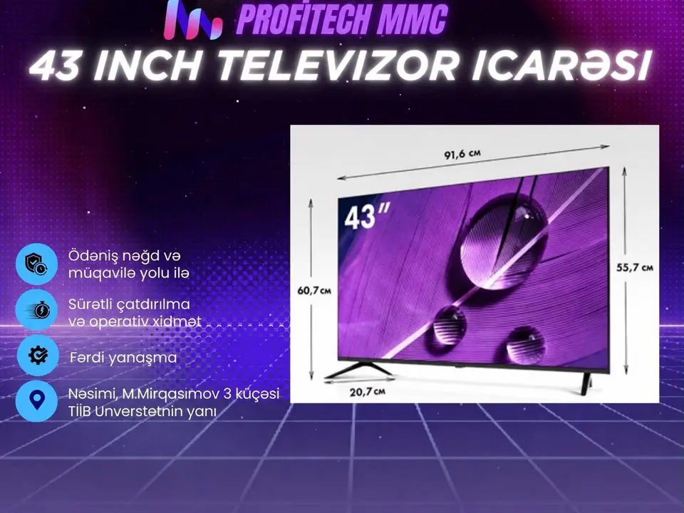 43 inch televizor icarəsi — şəkil 1, Bakı
