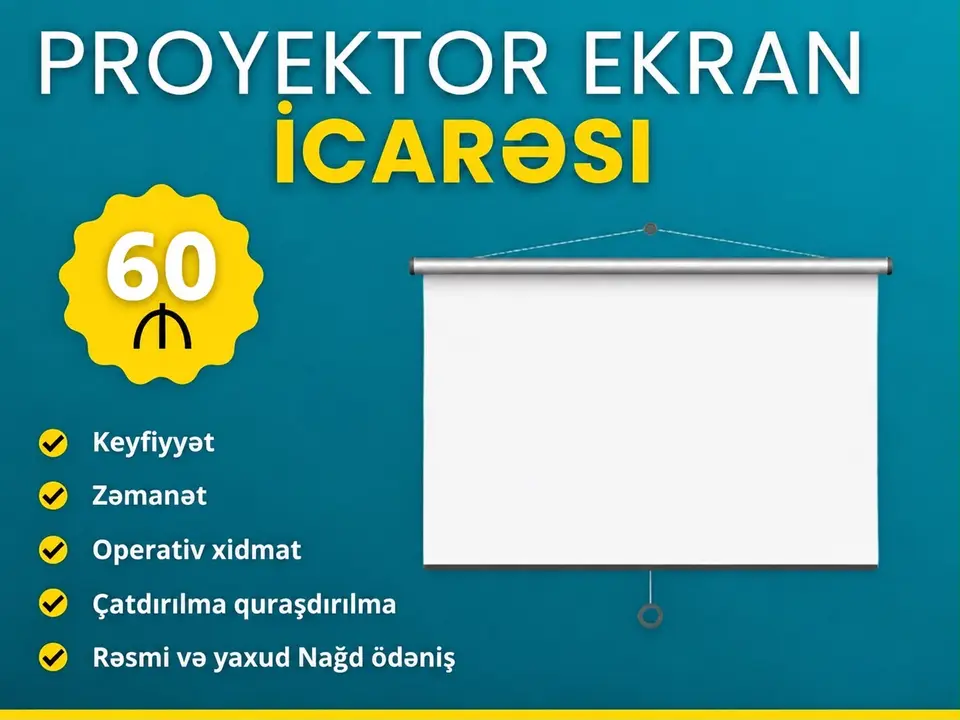 Proyektor pərdəsi icarəsi — şəkil 1, Bakı
