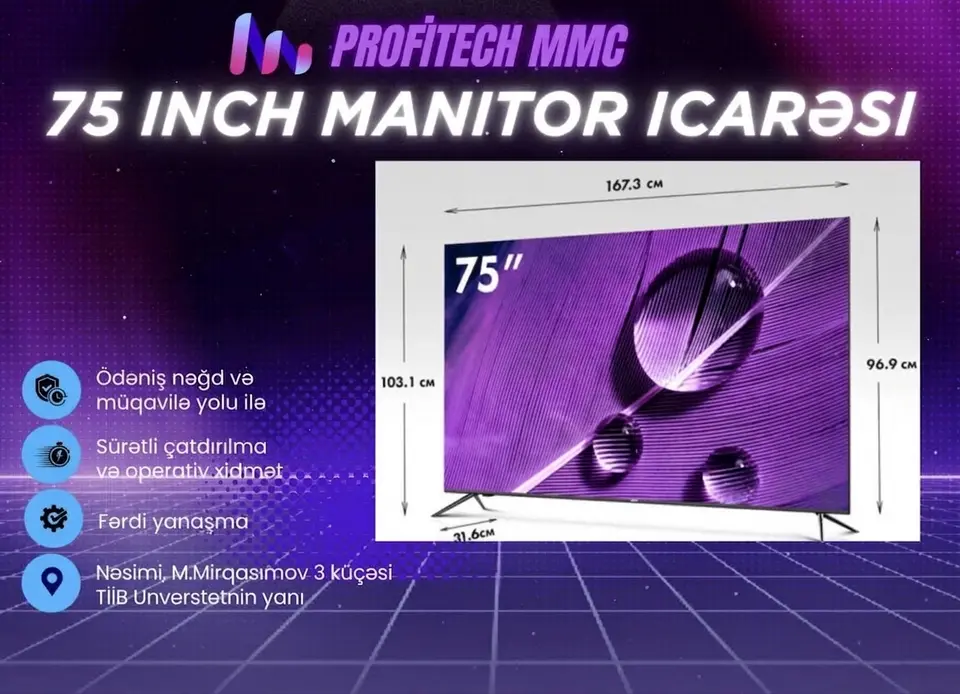 75 Inch Monitor icarəsi — şəkil 1, Bakı