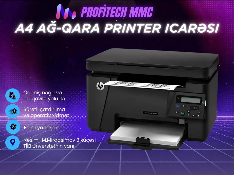 A4 ağ-qara printer icarəsi — şəkil 1, Bakı
